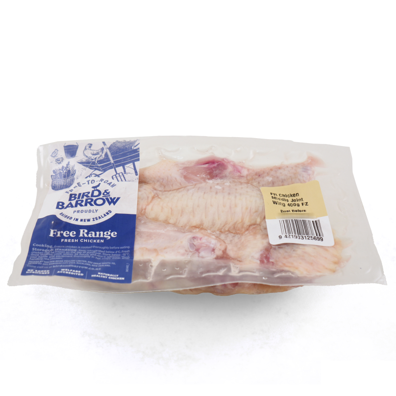 Frozen NZ Bird and Barrow Free Range Chicken Mid Joint Wing 400g*