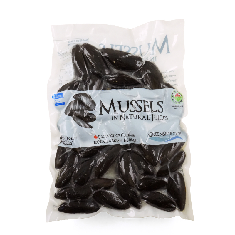 Frozen Canada Green Seafood Canadian Blue Mussels Cooked 900g*