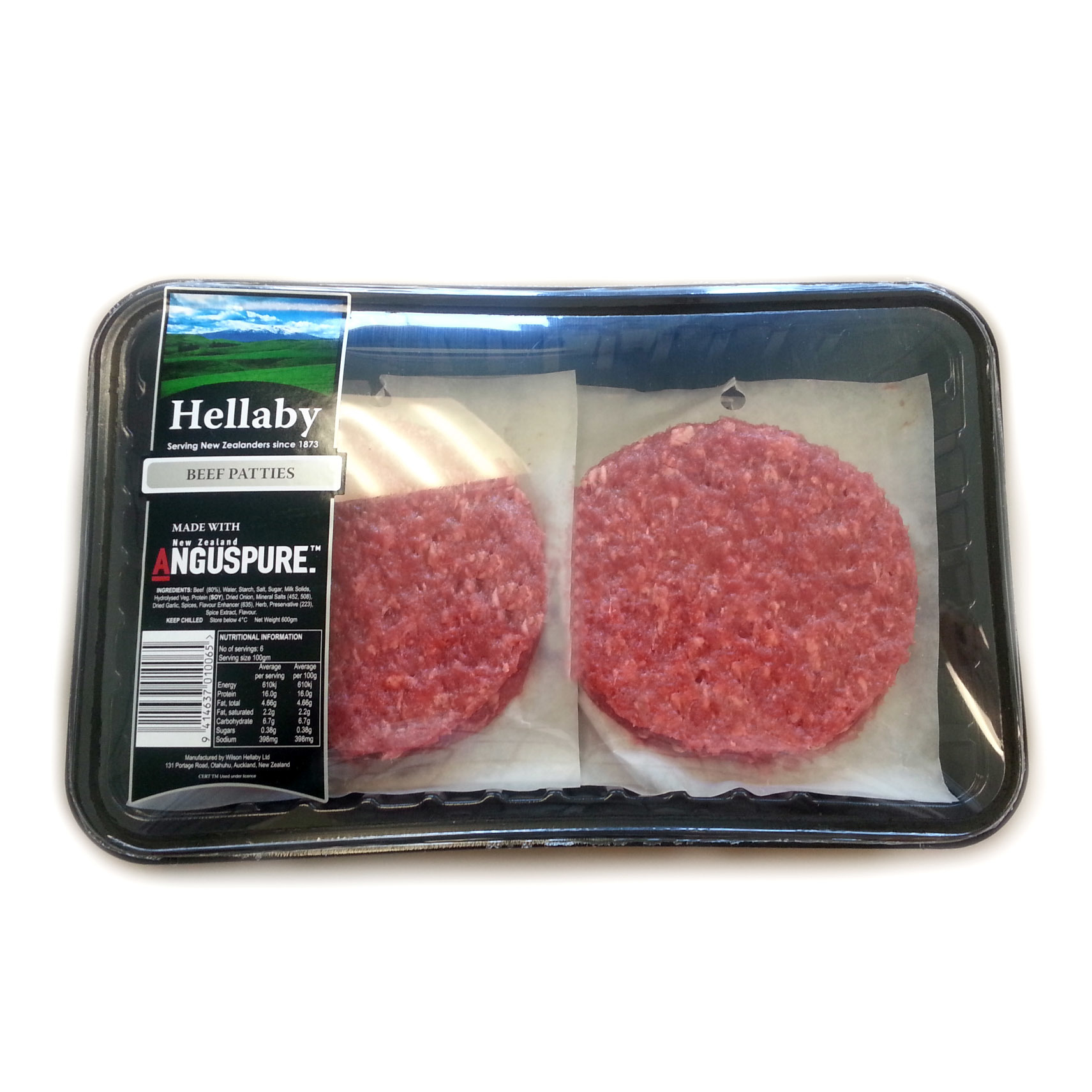 Frozen NZ Hellaby "Anguspure" Beef Patties 600g*