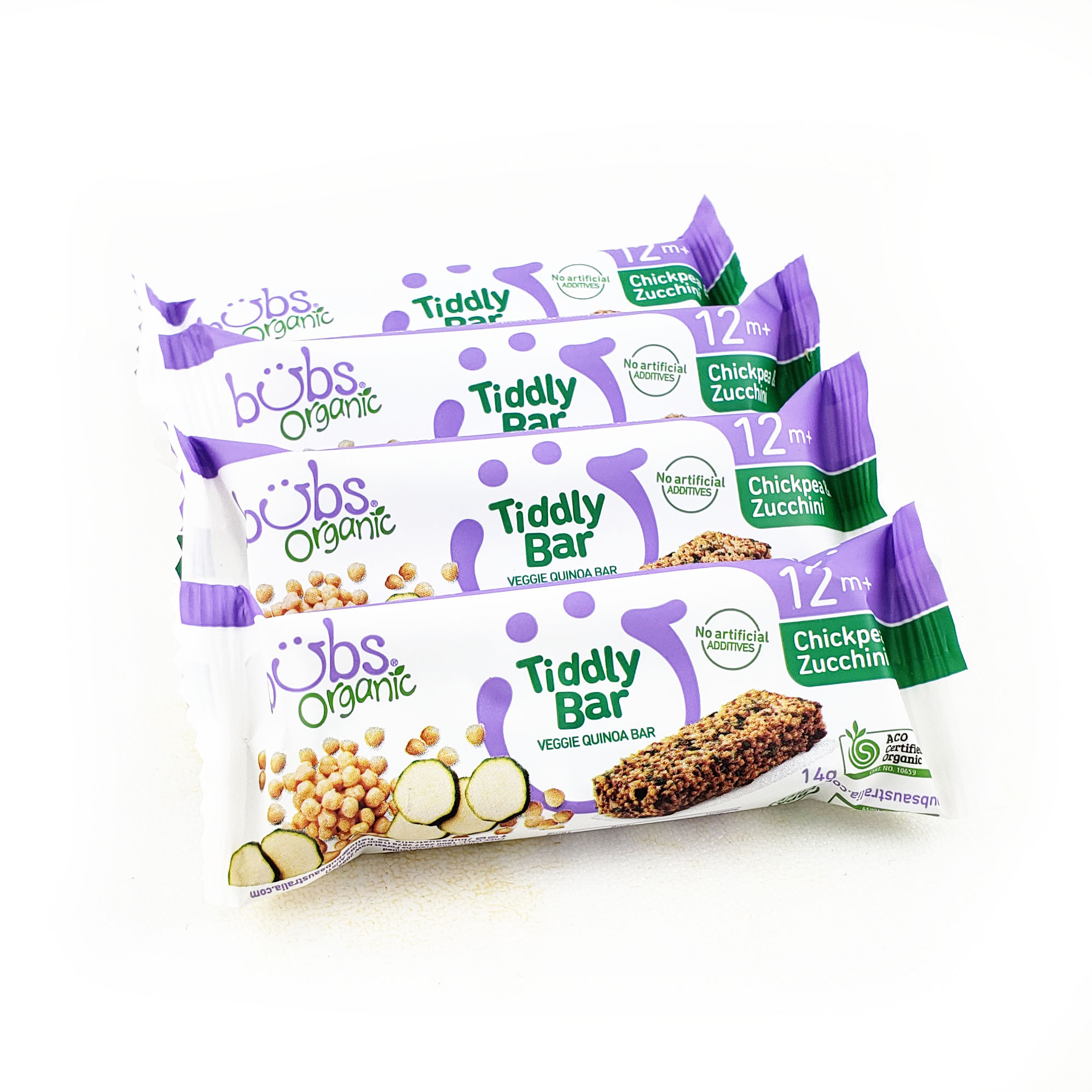 Bubs Organic Tiddly Bar Chickpea & Zucchini 12+Months 4pieces - AUS*