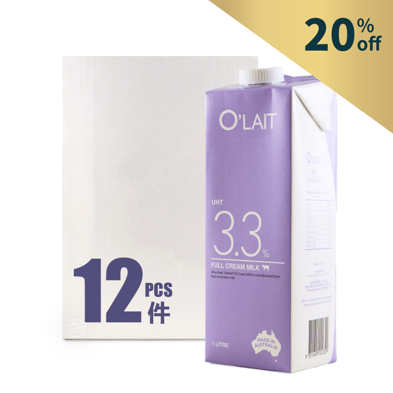 AUS O'Lait UHT 3.3% Full Cream Milk (12*1L)*