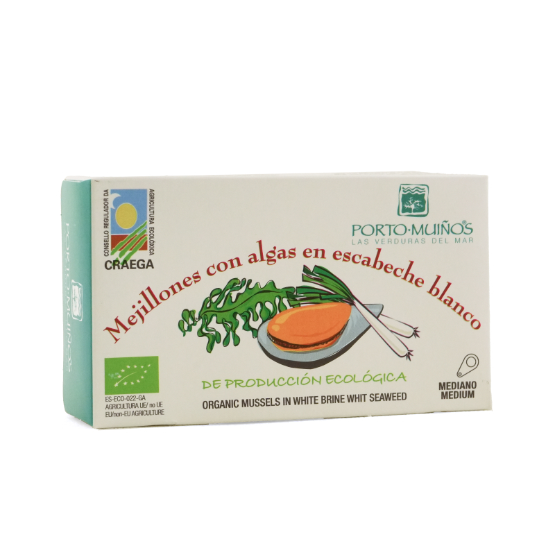 Spain Organic Mussels in White Brine  Whit Seaweed 120g*